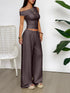 'Fleur' Off Shoulder Top and Wide Leg Pants Set - Celes Fashion